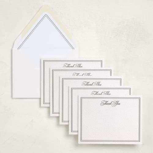 This is a noir stationery set by Melinda Denison called scripted gratitude (set of 10) in standard