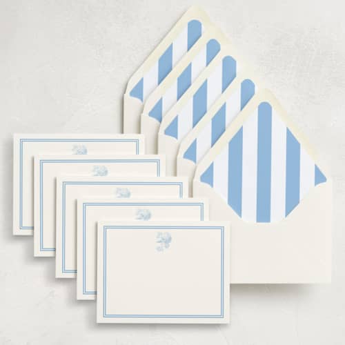 This is a sky stationery set by Megan Davis called hydrangea hello (set of 10) in standard