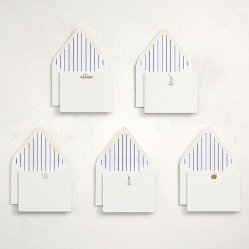 This is a gilded stationery set by Teju Reval called gilded nyc (set of 10) in standard