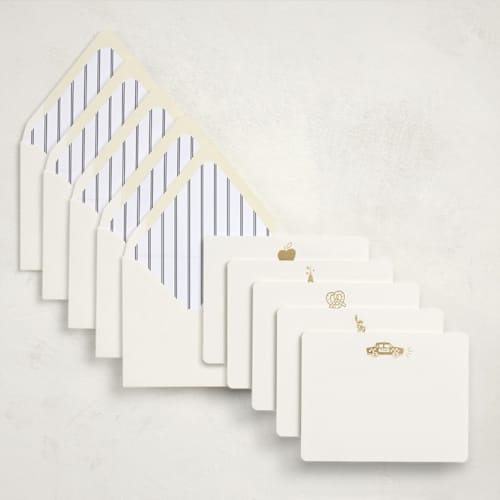 This is a gilded stationery set by Teju Reval called gilded nyc (set of 10) in standard