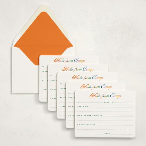 This is a multi stationery set by Minted called hello from camp (set of 10) in standard