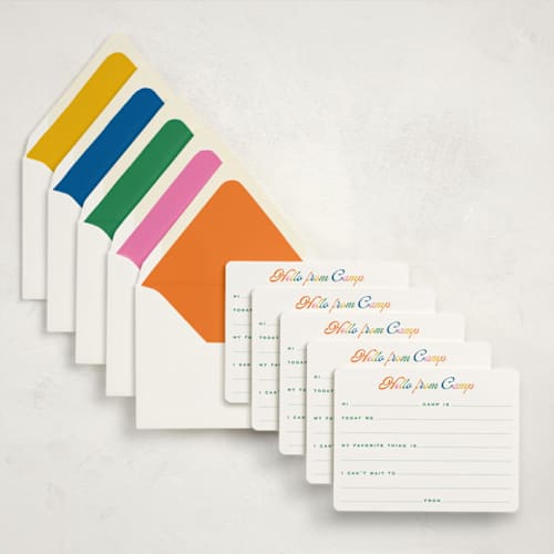 This is a multi stationery set by Minted called hello from camp (set of 10) in standard