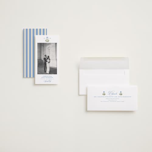 This is a powder save the date with standard by Creo Study called patterned florals printing on recycled smooth signature in tall