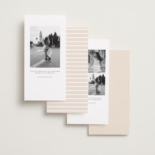 This is a linen save the date with standard by Vanessa Doyle called film roll printing on recycled smooth signature in tall