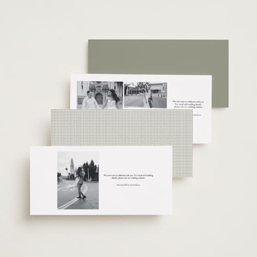 This is a latte save the date with standard by Creo Study called vintage frames printing on recycled smooth signature in tall