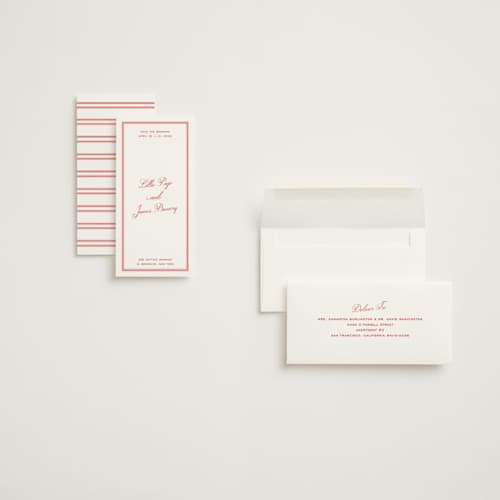 This is a pomodoro save the date with standard by Megan Davis called coppola printing on signature in tall