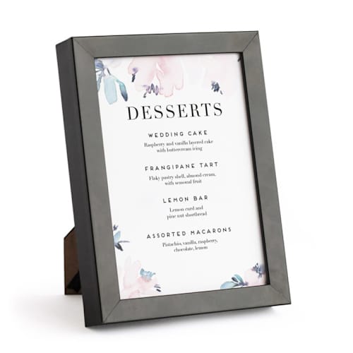 This is a black place card holders by Minted called black 5x7 frame in standard