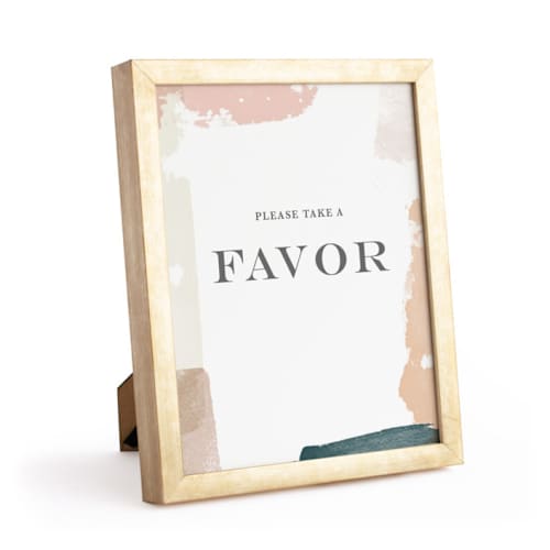 This is a brass gold place card holders by Minted called gold 8x10 in standard