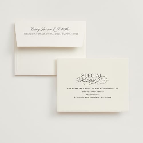 This is a onyx wedding thank you cards with standard by Laura Hankins called galleria printing on recycled smooth signature in standard