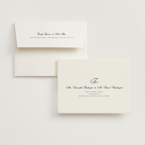 This is a almond wedding thank you cards with standard by Eric Clegg called modern romance printing on signature in standard