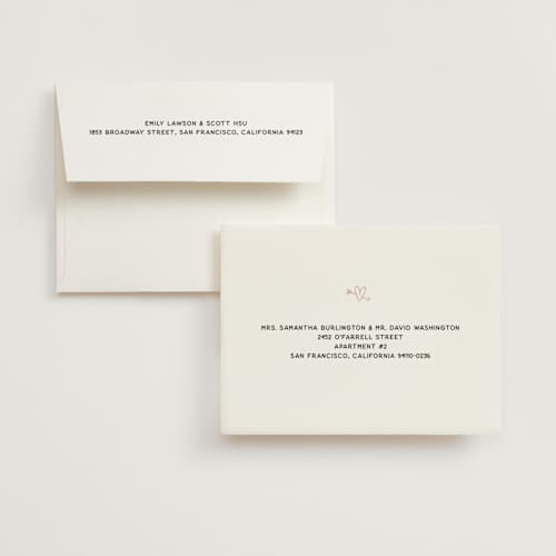 This is a blush wedding thank you cards with standard by Ani Somi called ballpoint suite printing on recycled smooth signature in standard