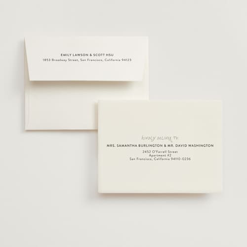This is a ivory wedding thank you cards with standard by Stephanie Heinrich Godbout called lovers printing on recycled smooth signature in standard