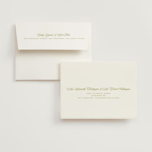This is a olive wedding thank you cards with standard by Ellen Schlegelmilch called rory printing on signature in standard