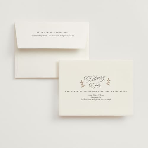 This is a ivory wedding thank you cards with standard by Paper Raven Co. called vintage romance printing on recycled smooth signature in standard