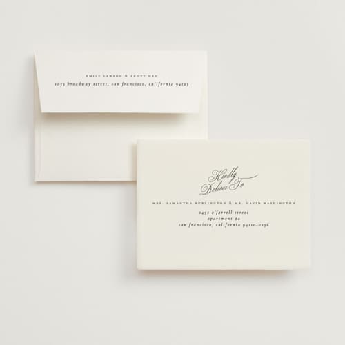 This is a noir slate wedding thank you cards with standard by Ana de Sousa called written with love printing on recycled smooth signature in standard