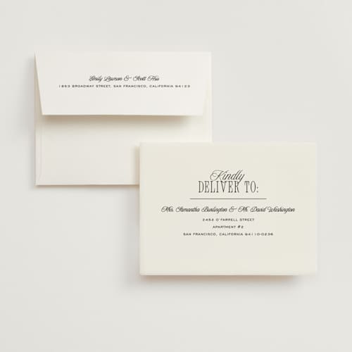 This is a noir wedding thank you cards with standard by Pixel and Hank called linea printing on recycled smooth signature in standard