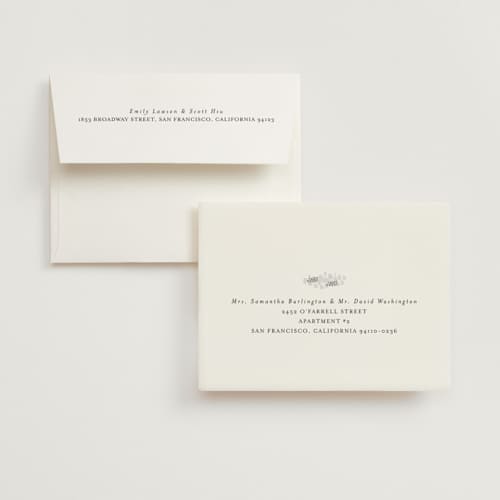This is a classic white wedding thank you cards with standard by Design Lotus called a thousand years printing on recycled smooth signature in standard