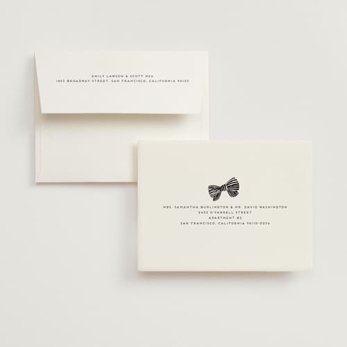 This is a ecru wedding thank you cards with standard by Morgan Kendall called grid printing on recycled smooth signature in standard