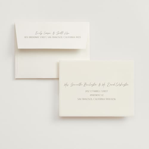 This is a linen wedding thank you cards with standard by Kelly Schmidt called arabilla overlap printing on recycled smooth signature in standard