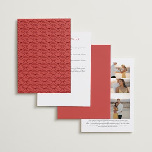 This is a ruby foil stamped wedding invitations with foil pressed by Ghia Designs called fiery printing on signature in standard