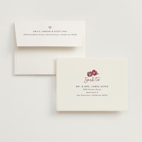 This is a dark walnut wedding thank you cards with foil pressed by Hooray Creative called autumn florals printing on recycled smooth signature in standard