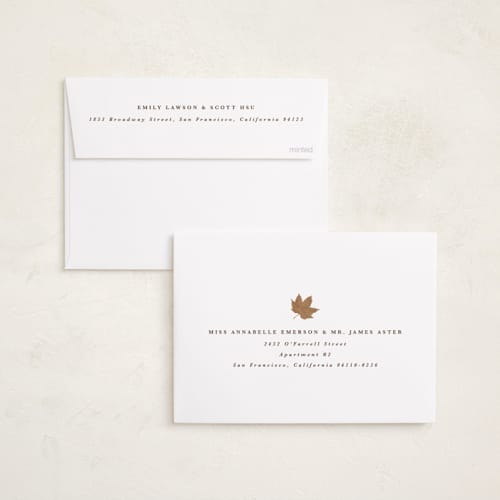 This is a acorn thanksgiving cards invitations with foil pressed by Angela Garrick called autumn printing on recycled smooth signature in standard