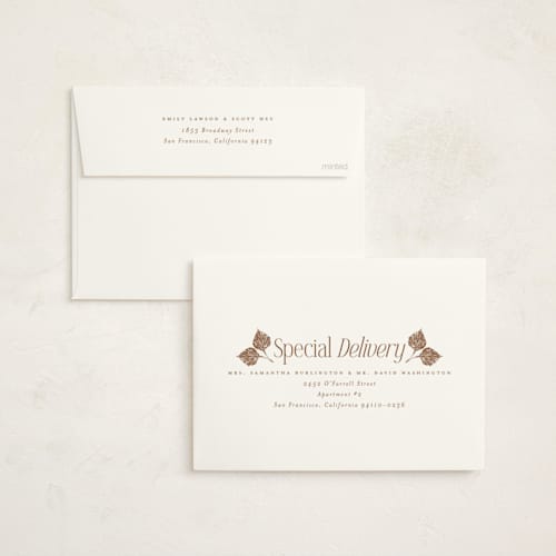 This is a vanilla thanksgiving cards invitations with foil pressed by Heather Schertzer called autumn glow printing on signature in standard