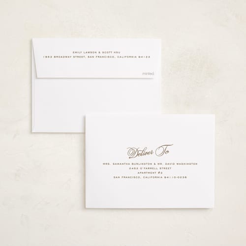 This is a toffee thanksgiving cards invitations with foil pressed by Creo Study called contemporary gratitude printing on recycled smooth signature in standard