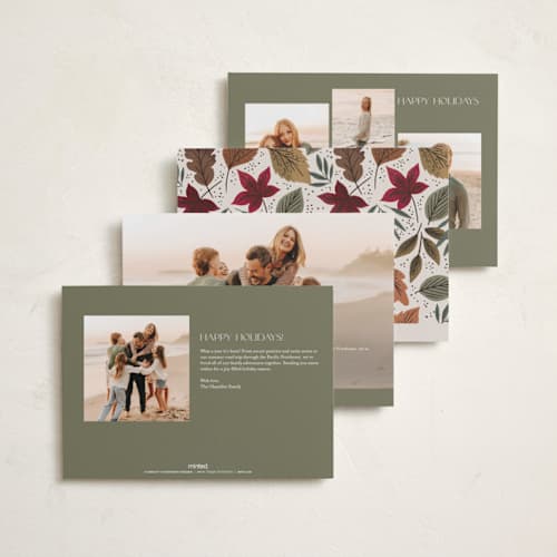 This is a cream thanksgiving cards invitations with standard by Alethea and Ruth called leafy frame printing on recycled smooth signature in standard