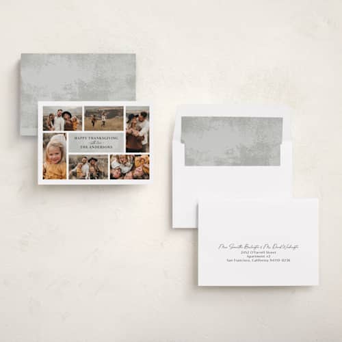 This is a stone thanksgiving cards invitations with standard by Janean Hinger called tiled thanksgiving printing on recycled smooth signature in standard