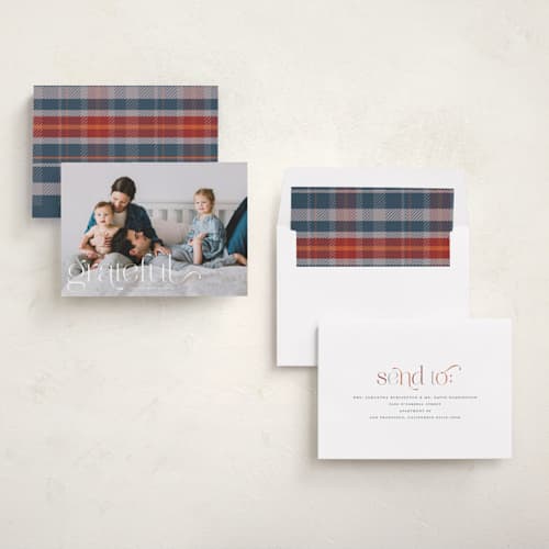 This is a pearl thanksgiving cards invitations with standard by Kristel called we are grateful printing on recycled smooth signature in standard