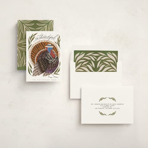 This is a grass thanksgiving cards invitations with standard by Grae called thankful turkey printing on signature in standard