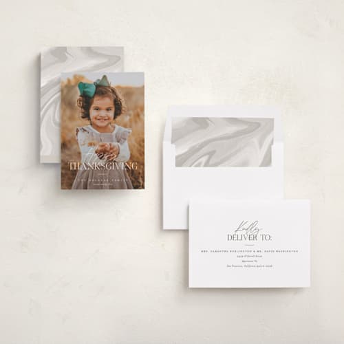 This is a whipped cream thanksgiving cards invitations with standard by Pixel and Hank called thankgiving classic printing on recycled smooth signature in standard
