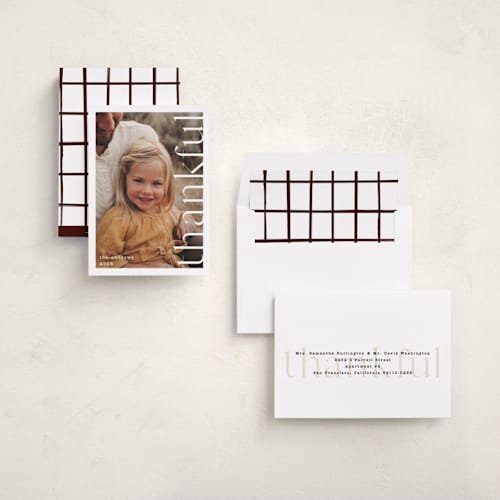 This is a milk thanksgiving cards invitations with standard by Liz Conley called thankful side printing on recycled smooth signature in standard