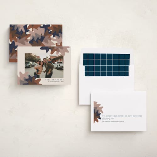 This is a chestnut thanksgiving cards invitations with standard by Carrie Moradi called collage foliage printing on recycled smooth signature in standard