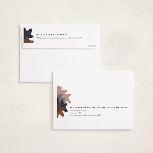 This is a chestnut thanksgiving cards invitations with standard by Carrie Moradi called collage foliage printing on recycled smooth signature in standard