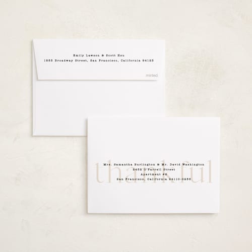 This is a milk thanksgiving cards invitations with standard by Liz Conley called thankful side printing on recycled smooth signature in standard