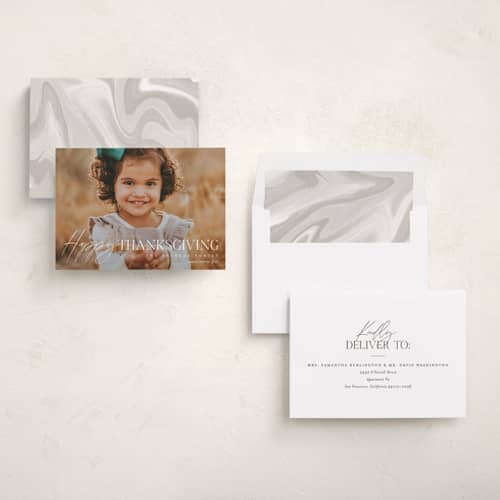 This is a whipped cream thanksgiving cards invitations with standard by Pixel and Hank called thankgiving classic printing on recycled smooth signature in standard