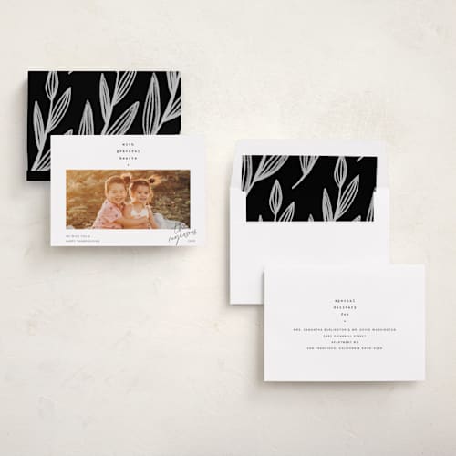 This is a ink thanksgiving cards invitations with standard by Blustery August called grateful hearts printing on recycled smooth signature in standard