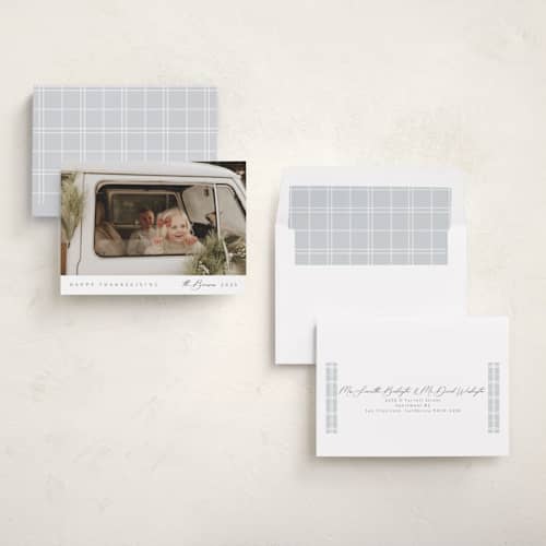 This is a cloud thanksgiving cards invitations with standard by Nicole Walsh called minimal edge printing on recycled smooth signature in standard