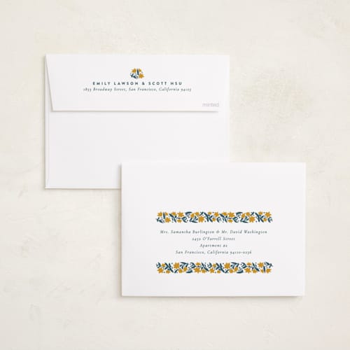 This is a golden thanksgiving cards invitations with standard by Amy Kross called stamped blooms printing on recycled smooth signature in standard