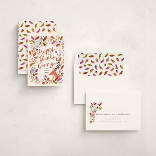 This is a fig thanksgiving cards invitations with standard by Sarah Knight called thankful forest printing on signature in standard