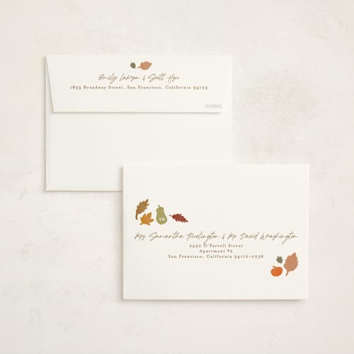 This is a fall leaf thanksgiving cards invitations with standard by Creo Study called fall shapes printing on signature in standard