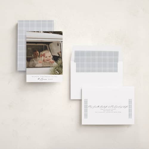This is a cloud thanksgiving cards invitations with standard by Nicole Walsh called minimal edge printing on recycled smooth signature in standard