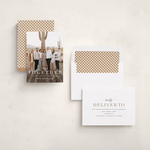 This is a simply white thanksgiving cards invitations with standard by Sara Hicks Malone called together merry printing on recycled smooth signature in standard