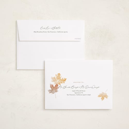 This is a ponderosa thanksgiving cards invitations with standard by Eric Clegg called falling leaves printing on recycled smooth signature in standard