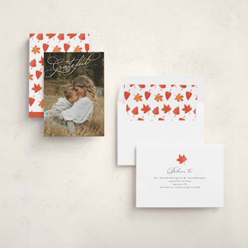 This is a cotton thanksgiving cards invitations with standard by Morgan Kendall called simple script printing on recycled smooth signature in standard