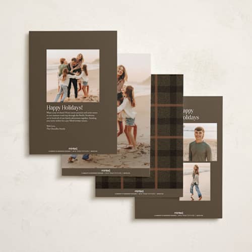 This is a cocoa thanksgiving cards invitations with standard by Baumbirdy called fall plaid printing on recycled smooth signature in standard