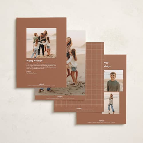 This is a teracotta thanksgiving cards invitations with standard by Stacey Meacham called bold frame printing on recycled smooth signature in standard