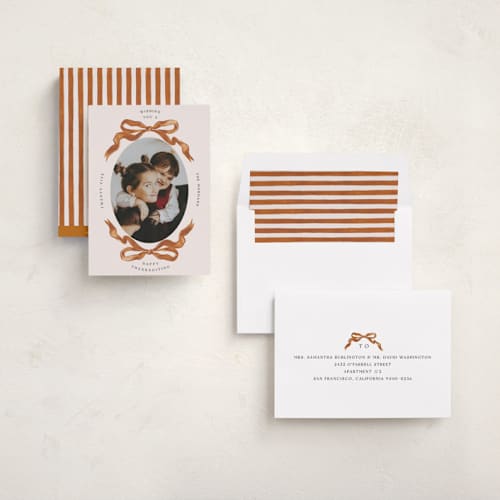 This is a caramel thanksgiving cards invitations with standard by Pati Cascino called gibson printing on recycled smooth signature in standard